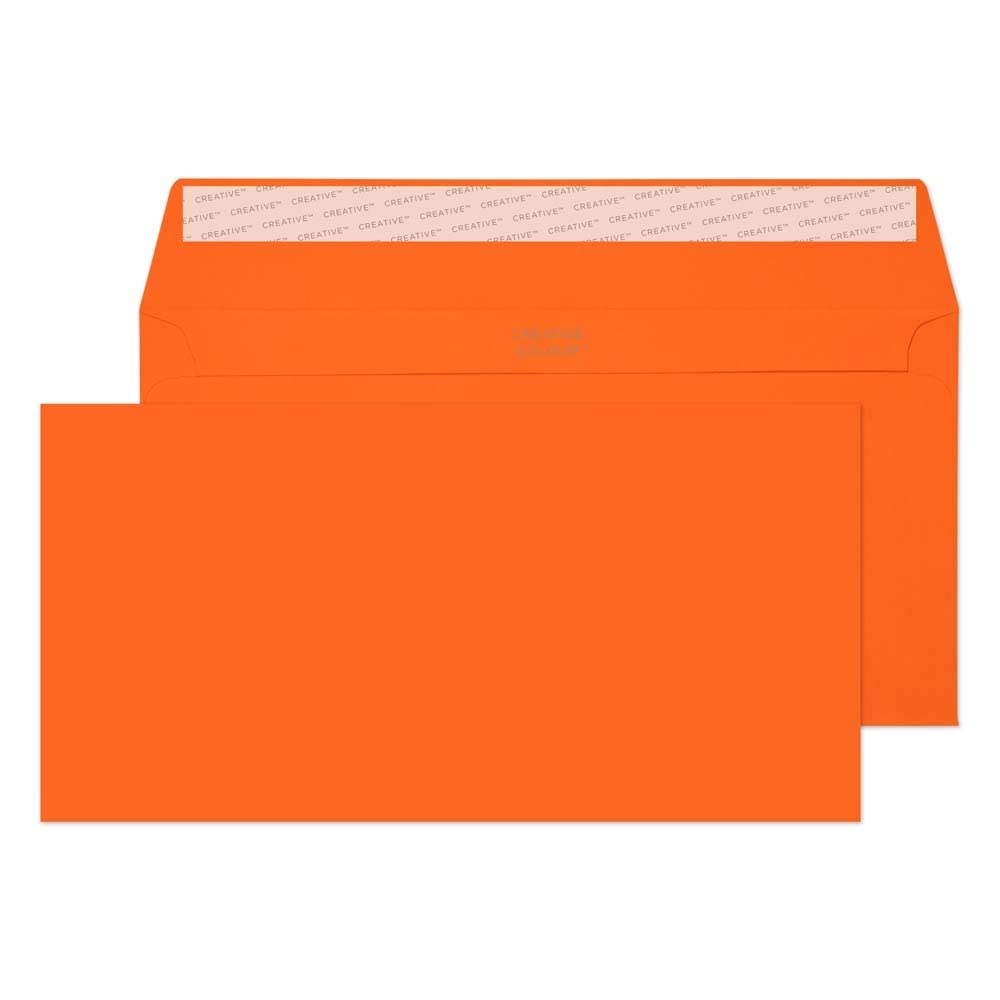 120 GSM Peel & Seal Wallet Envelopes (205) - 114 x 229 mm, Pack of 500, Pumpkin Orange - Perfect for Mailing, Business Correspondence & Wedding Invitations