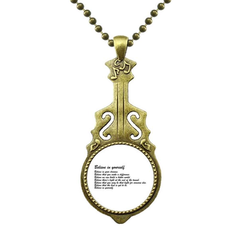 DIYthinker Inspirational Believe in Yourself Necklace - Antique Guitar Pendant Jewelry for Women, Music Lover Gift, Perfect for Birthdays, Anniversaries & Everyday Motivation