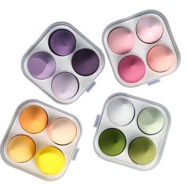 Glo'Me 4 Pack Latex-Free Makeup Sponge Blender Set - Foundation, Powder & Sunscreen Applicator with Travel Case (Green) - Perfect for Flawless Makeup Application at Home or On-The-Go