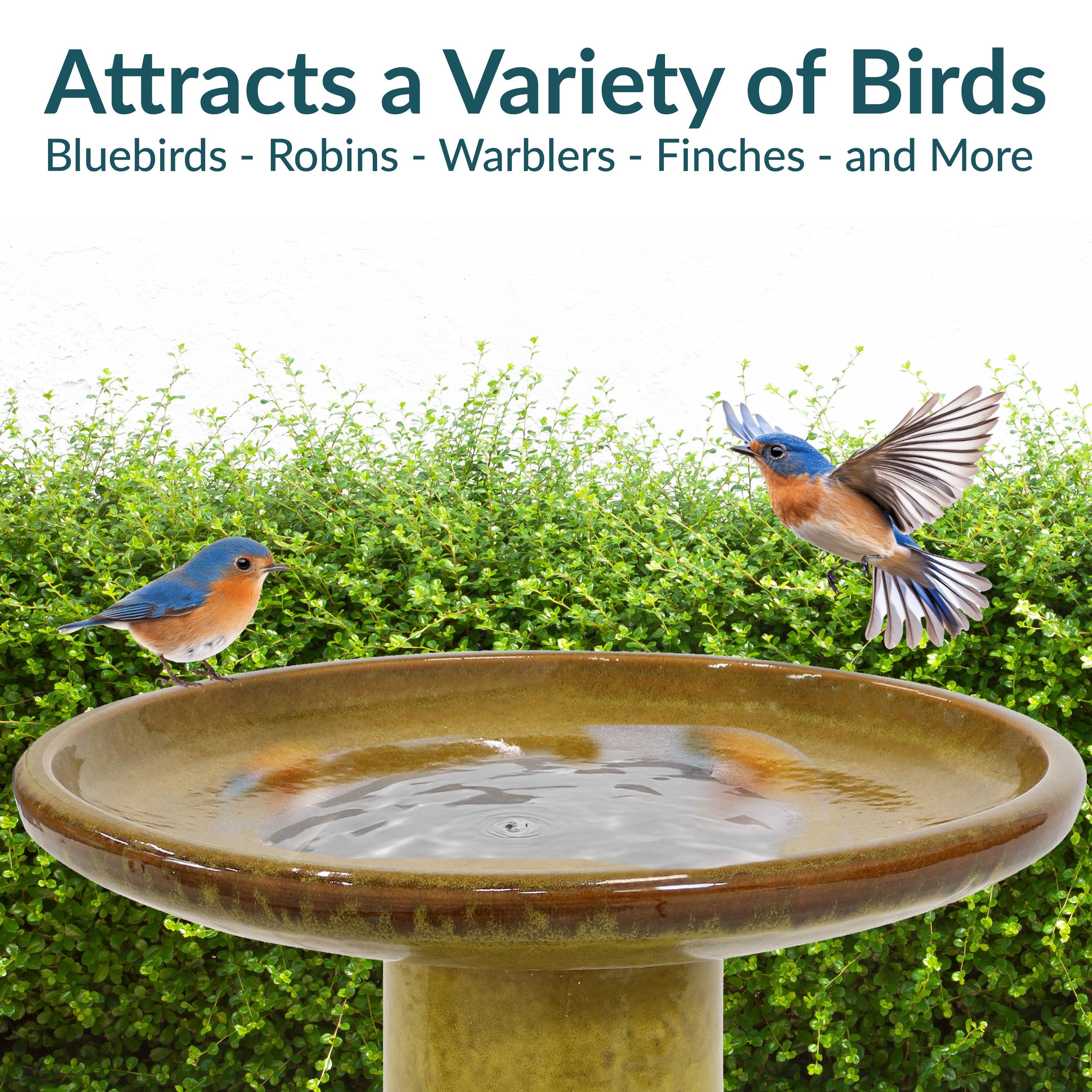 Sunnydaze Glazed Ceramic Duo Tone Outdoor Bird Bath - Garden Decor for Attracting Birds & Enhancing Outdoor Spaces
