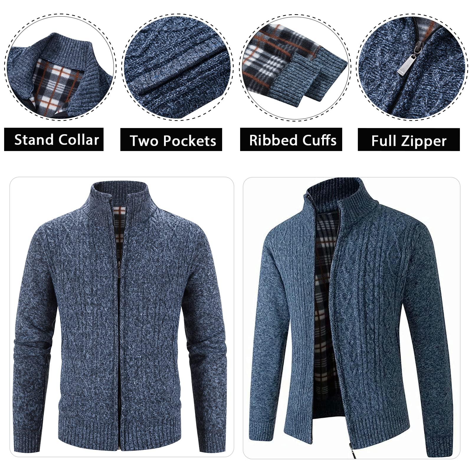 MSMSSE Men's Full Zip Knit Cardigan Sweater - Lightweight Casual Pullover for Fall & Winter | Perfect for Office, Travel, and Outdoor Activities