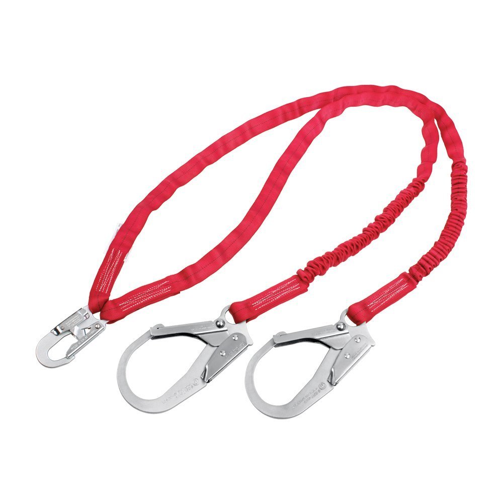 PROTECTA PRO-Stop 6' Twin-Leg Shock Absorbing Lanyard - 1 3/8'' Polyester Webbing with Self-Locking Snap Hook - 100% Tie-Off Fall Protection Safety Gear - Ideal for Construction, Roofing & Industrial Work at Heights