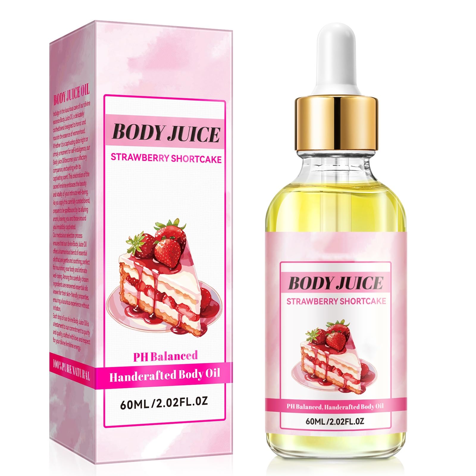 Organic Coconut Cream Pie & Strawberry Scented Body Oil - Handcrafted Pheromone Infused Moisturizing Oil for Dry Skin | Perfect for Massage, Aromatherapy & Date Night