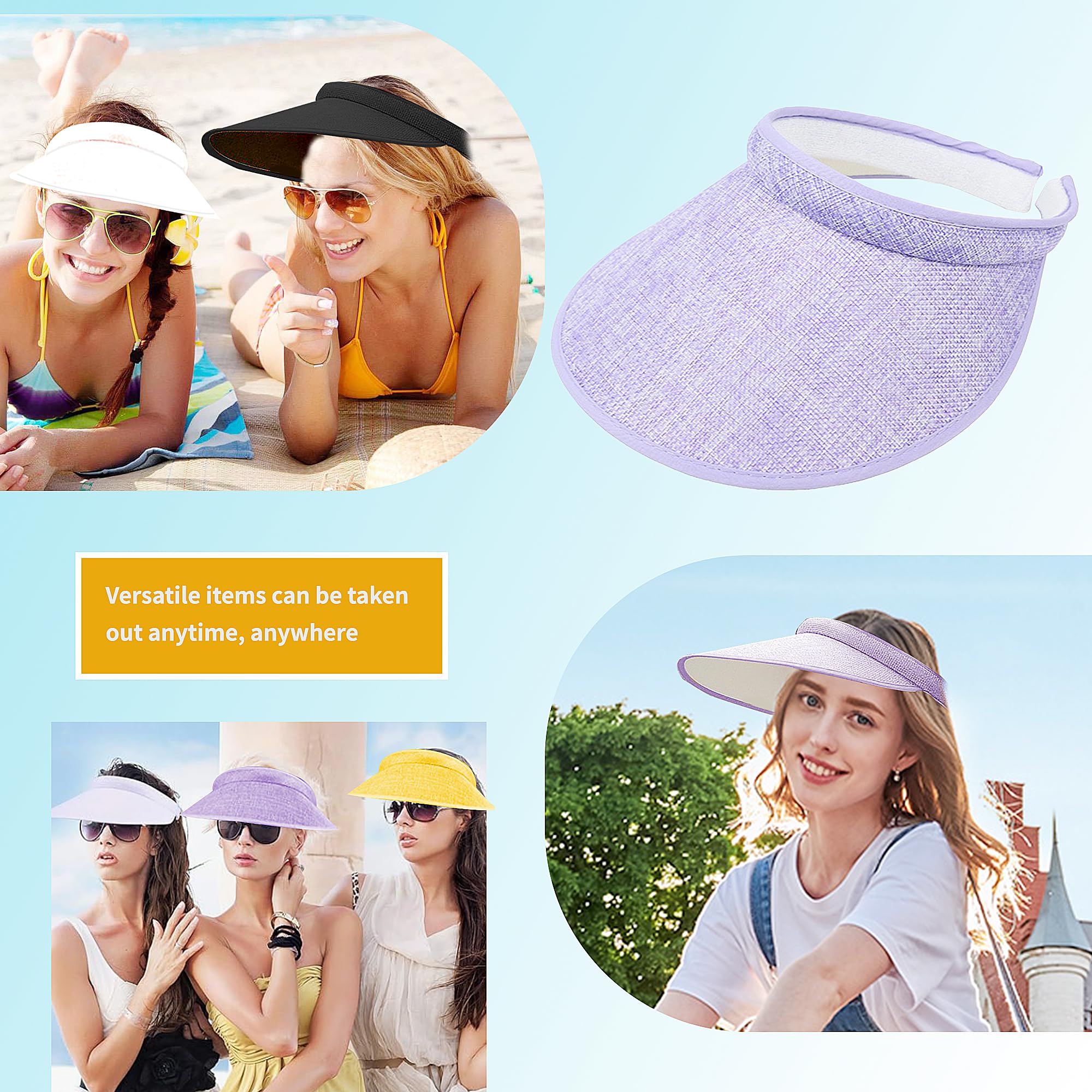 Sun Visor Hats for Women & Men - Wide Brim UV Protection Clip-on Visor Cap for Golf, Beach, Running & Outdoor Sports - Stay Cool in Sun