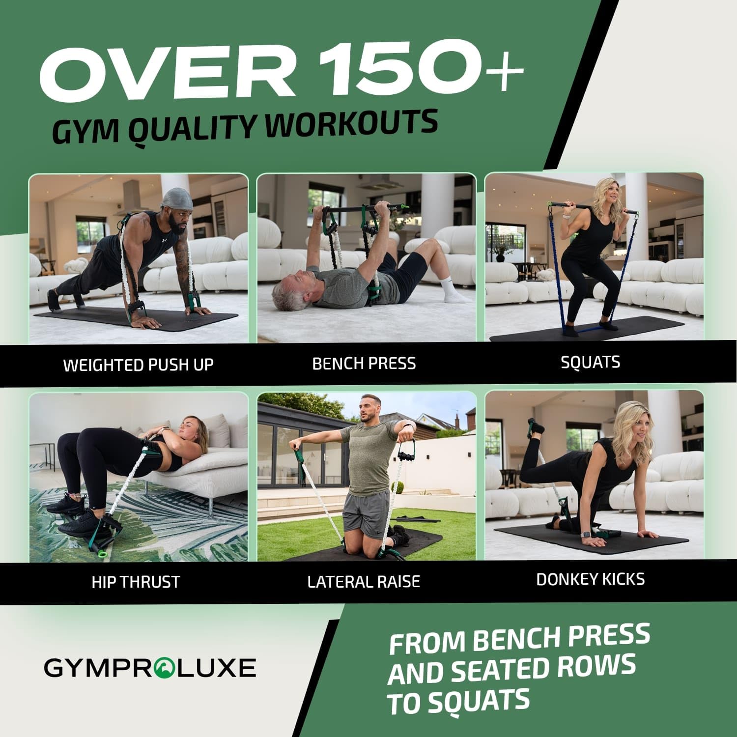 Original Portable Gym - 200LBS Resistance Band Set for Home Workout | Strength Training Equipment for Men & Women | Includes Pilates Bar - Perfect for Home Gym, Travel Fitness & Full Body Toning