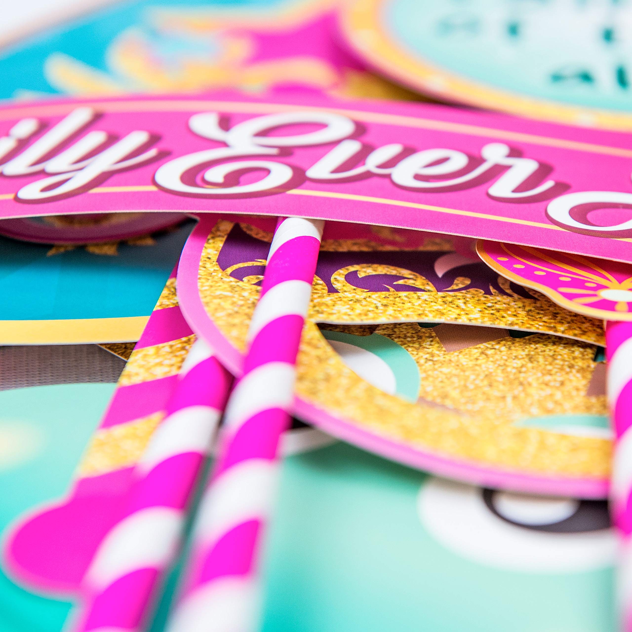 Sparkly Gold Royal Princess Photography Backdrop & Studio Props Kit – Perfect for Girls Photo Booth, Rainbow Pink Castle Birthday Party, Fairytale Baby Shower Decorations – Great for Birthday Parties, Baby Showers & Themed Events