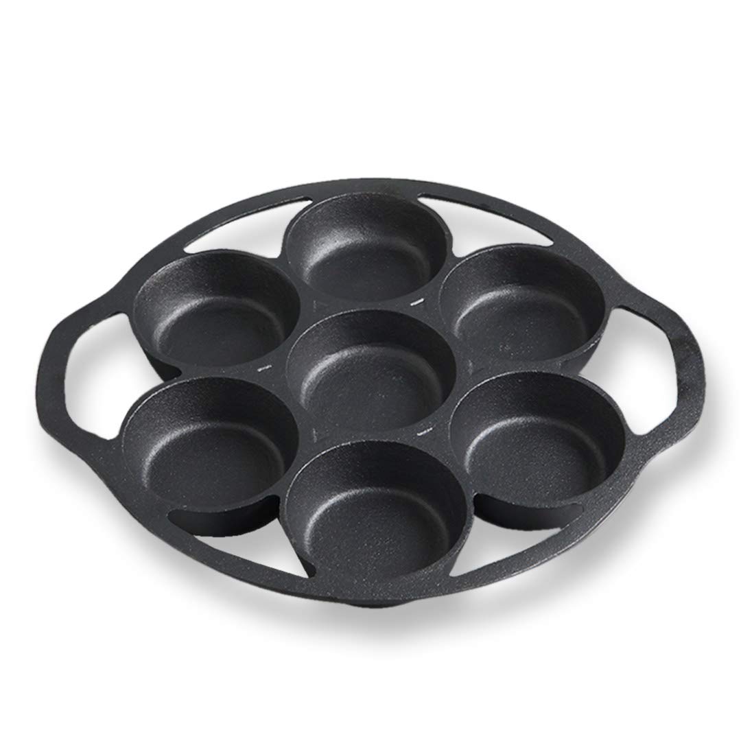 SOGA 32cm Cast Iron Takoyaki Pan - Japanese Octopus Balls Maker with 7 Hole Non-Stick Cavities - Perfect for Home Cooking, Party Snacks & Street Food Style Appetizers
