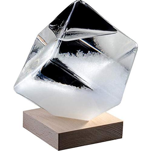 Storm Glass Weather Predictor - Handcrafted Wooden Base Desktop Weather Station with Crystal Cube for Home & Office Decor | Perfect for Weather Enthusiasts, Unique Gift & Feng Shui Decor