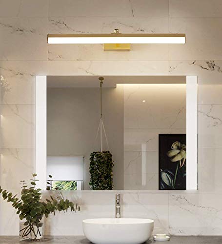 Adjustable LED Bathroom Vanity Light with Swivel Lamp Head - Modern Neutral Acrylic Wall Sconce for Makeup Mirror - Antique Brass Finish - Perfect for Bathroom, Dressing Room & Bedroom Lighting