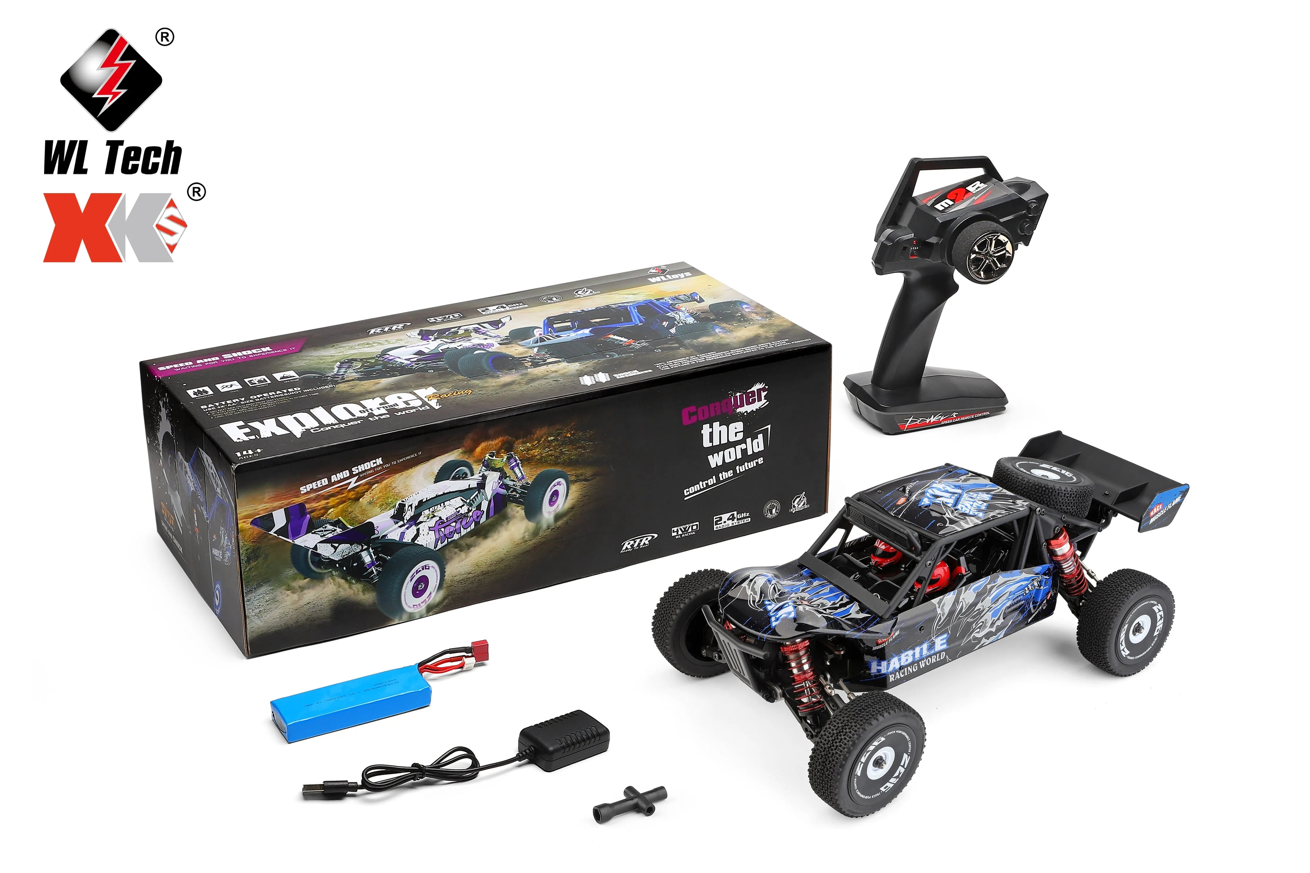 WLtoys 124018 1/12 Scale 2.4Ghz 4WD RC Car - 60km/h High Speed Off-Road Metal Chassis Remote Control Truck for Kids & Adults - Perfect for Outdoor Racing, Backyard Driving and Off-Road Adventures