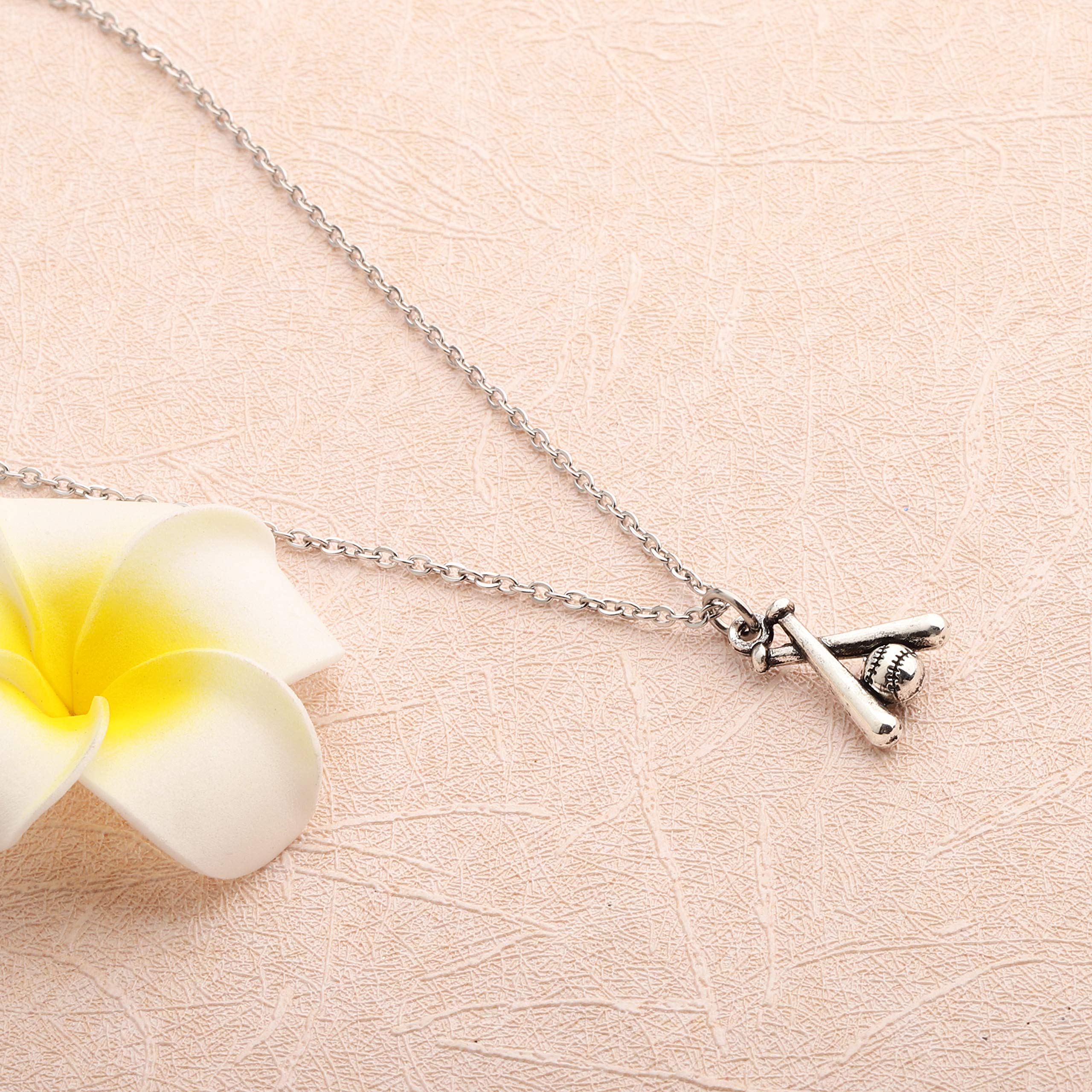 FUSTMW Baseball Bat Cross Necklace - Stainless Steel Baseball Jewelry Gift for Women, Men, Players & Baseball Lovers - Perfect for Games, Gifts & Everyday Wear