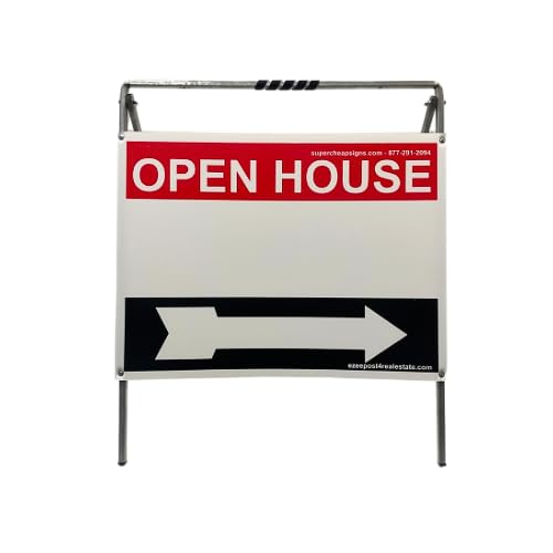 Open House Sign Metal A-Frame Kit (5-Pack) - Durable Real Estate Yard Signs in Red, White & Black - Perfect for Open House Events, Property Listings & Outdoor Advertising