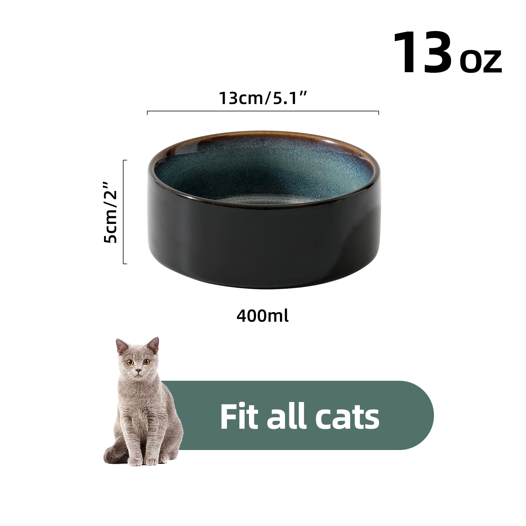 Ceramic Cat Bowls Set - 2pcs Starry Sky Pet Dishes for Food & Water - Perfect for Home & Travel