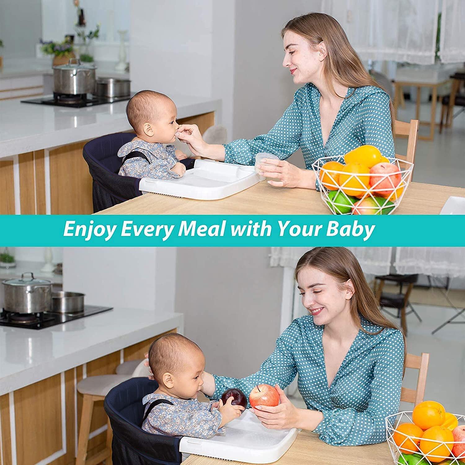 Portable Hook-On High Chair with Removable Tray - Clip-On Baby Feeding Seat for Toddlers - Travel-Friendly, Washable & Space-Saving - Perfect for Dining Out, Travel & Small Spaces
