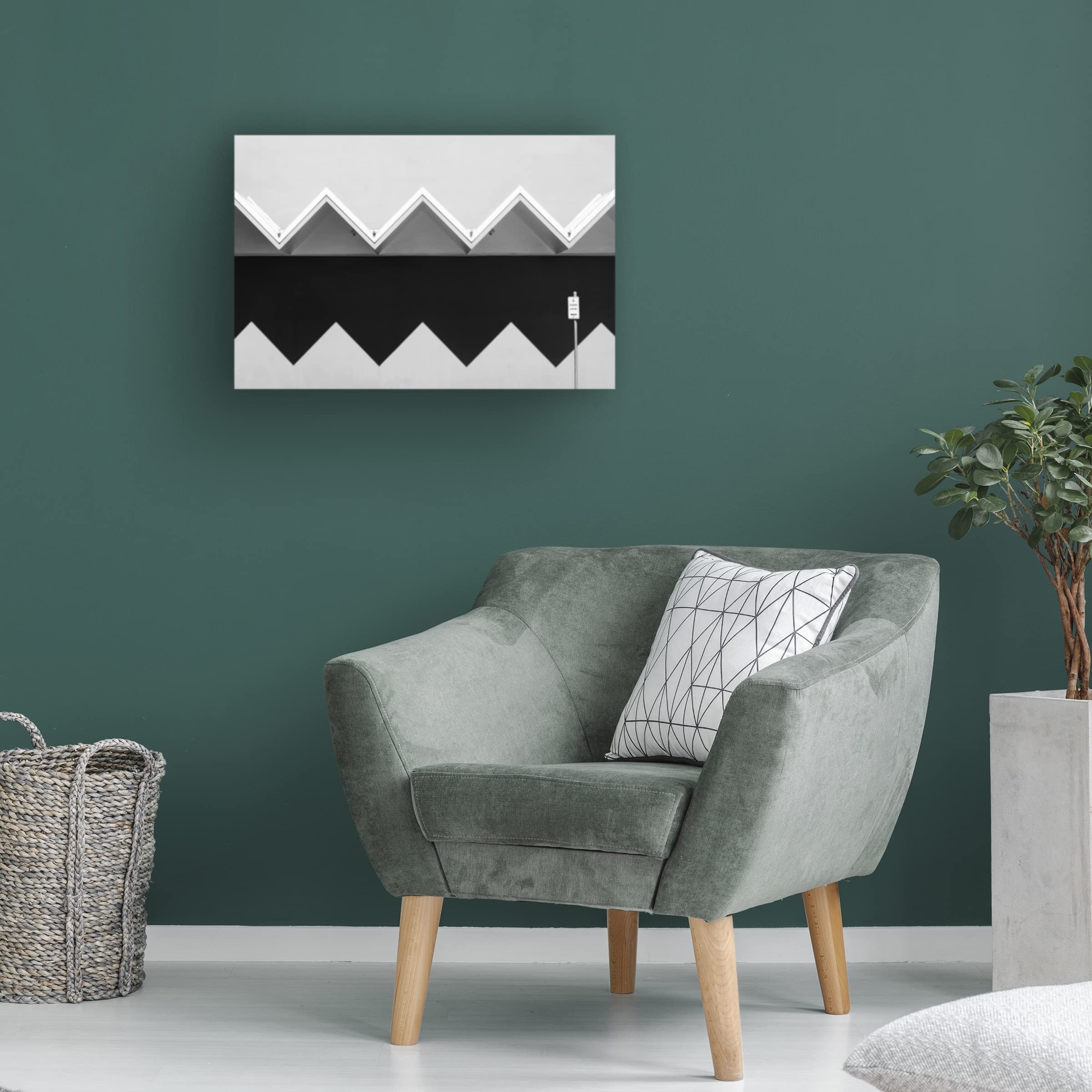 Jacqueline Hammer 'Zig Zag Shadow' Abstract Canvas Wall Art Print - Modern Home & Office Decor for Living Room, Bedroom or Gallery Display