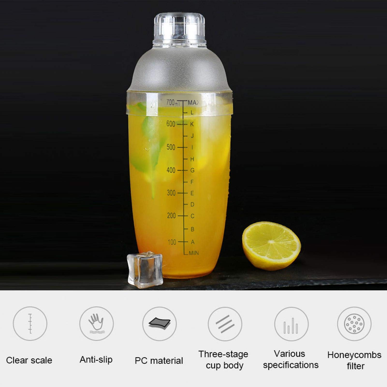 700ml Plastic Shaker Cup with Scale - Multi-Purpose Mixing Bottle for Protein Shakes, Cocktails, Juice & Wine - Perfect for Home, Gym & Travel