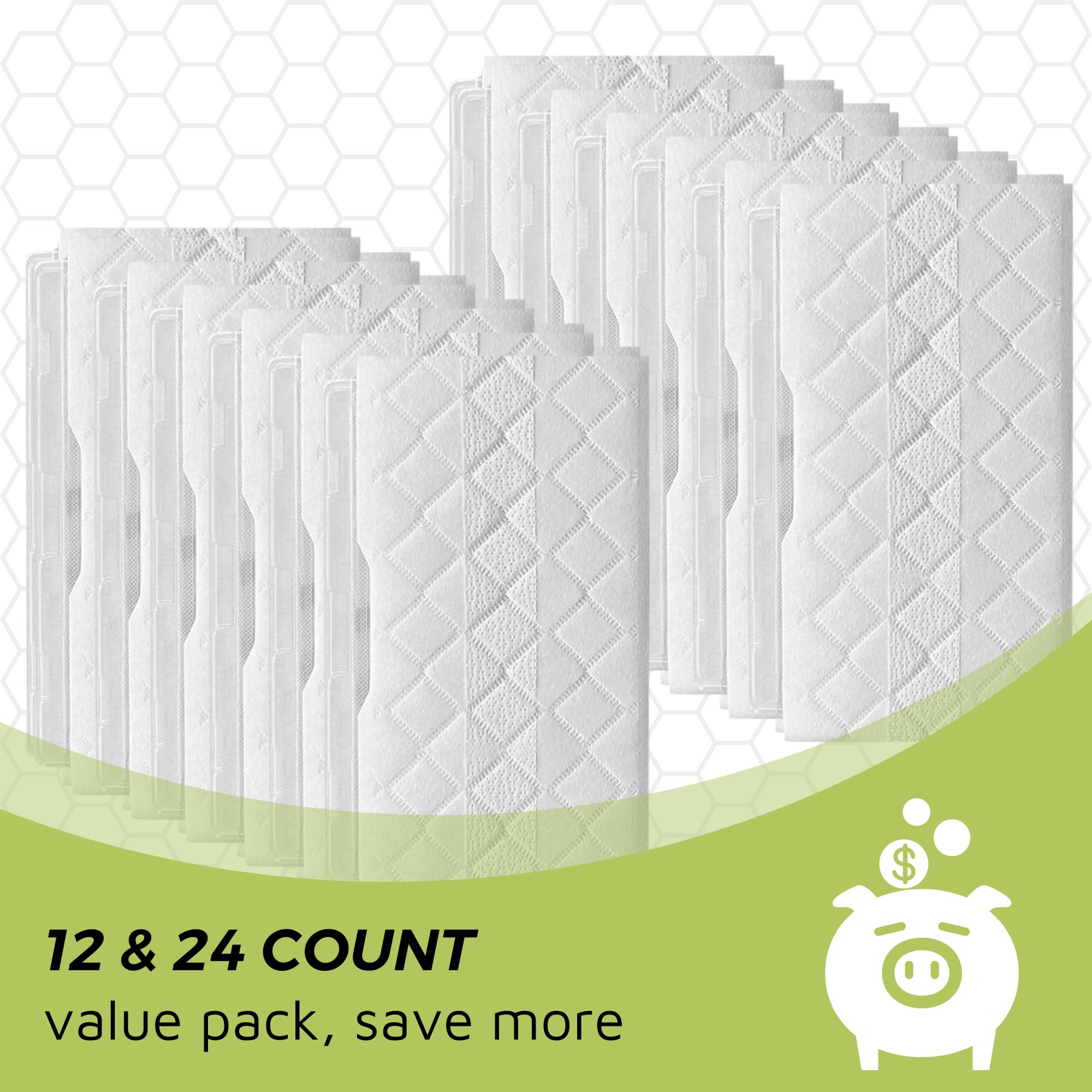 24 Pack Thicker VACMOP Replacement Pads for Shark VM252 VM200 VM190 VM250 VM251 Vacuum Mop - Disposable Hard Floor Cleaning Refills for Kitchen, Bathroom & Living Room Floors