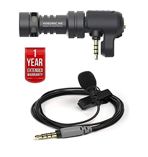 Rode VideoMic Me Compact TRRS iOS Cardioid Mini-Shotgun Microphone & SmartLav+ Lavalier Mic for iPhone, Smartphones - 1-Year Warranty Bundle - Perfect for Vlogging, Interviews, and Mobile Recording