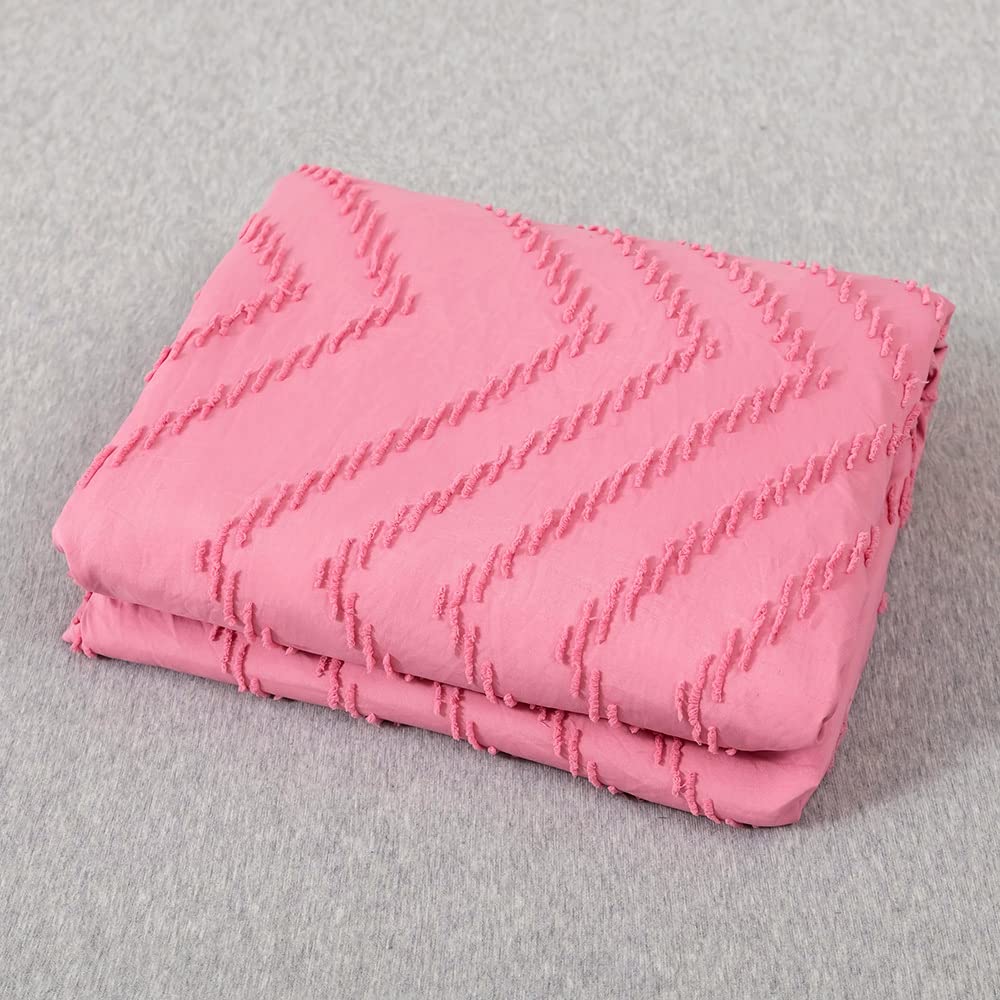 79''x90'' Tufted Comforter Set - 3 Piece Pink Microfiber Bedding | Lightweight & Fluffy All-Season Duvet Cover for Queen/King Beds | Soft Luxury Bedroom Decor for Master Suite, Guest Room & Dorm