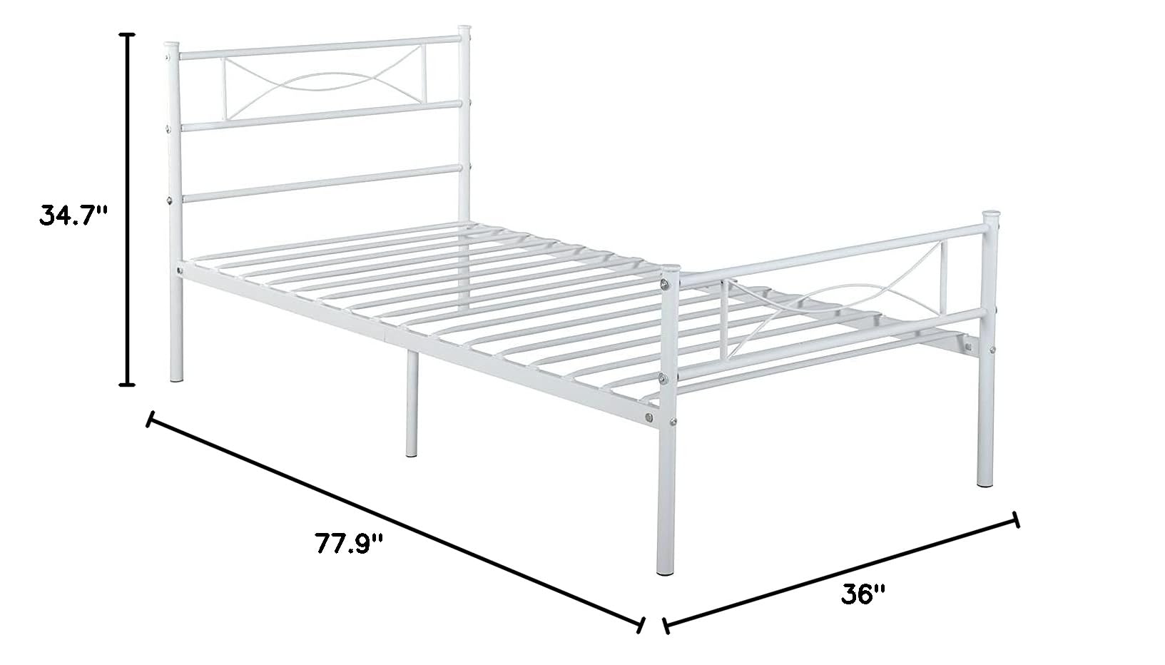 Twin Size Bed Frame with Headboard for Girls, Boys, Adults & Teens - White Platform Bed with Storage, No Box Spring Needed, Easy Assembly | Perfect for Dorm Rooms, Kids Bedrooms & Small Spaces