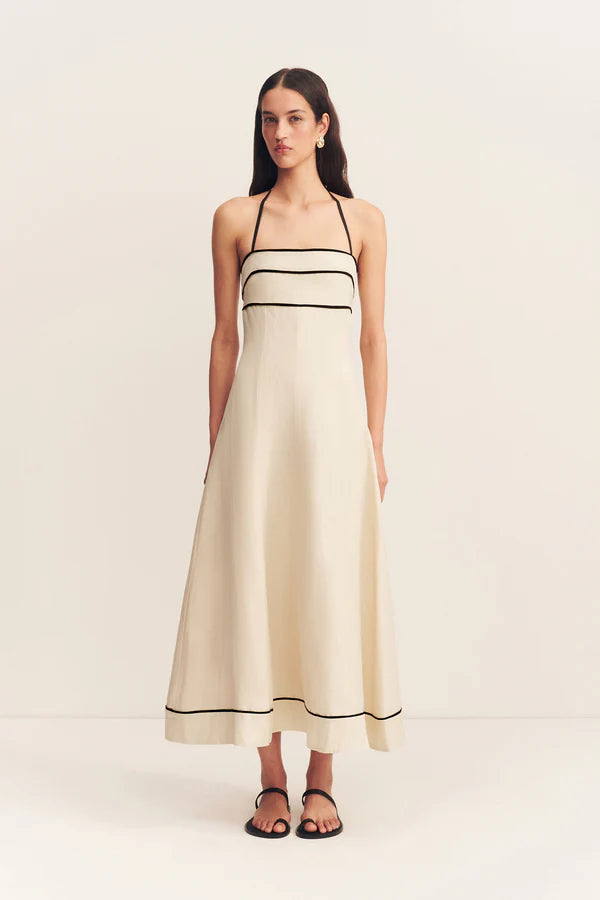 Billie Contrast Panelled Midi Dress for Women | Flattering A-Line Summer Dress | Perfect for Brunch, Weddings & Office Wear