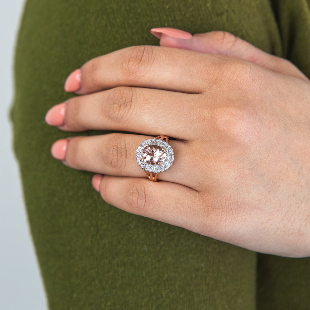9ct Rose Gold 2.00ct Morganite and Diamond Engagement Ring - Perfect for Proposals, Anniversaries & Special Occasions