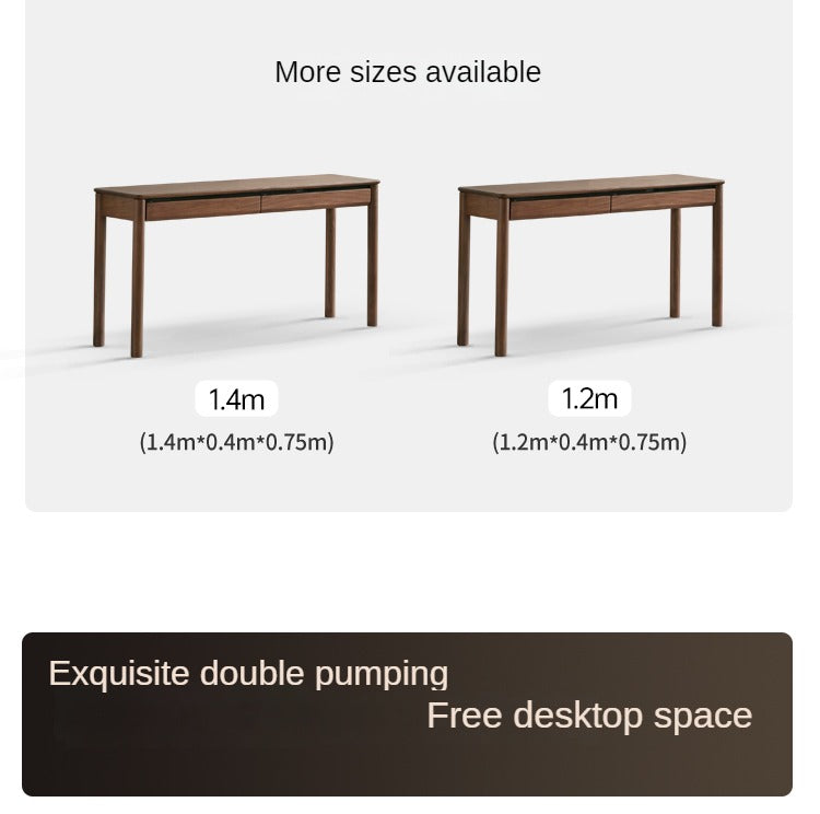 Premium Black Walnut Solid Wood Writing Desk with Drawer - Modern Home Office Furniture for Work & Study | Elegant Executive Desk for Professionals & Students