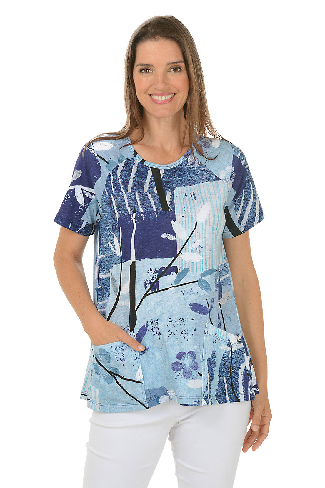 Hana Double Pocket Short Sleeve T-Shirt for Women - Casual Comfort Cotton Top for Everyday Wear, Outdoors & Travel