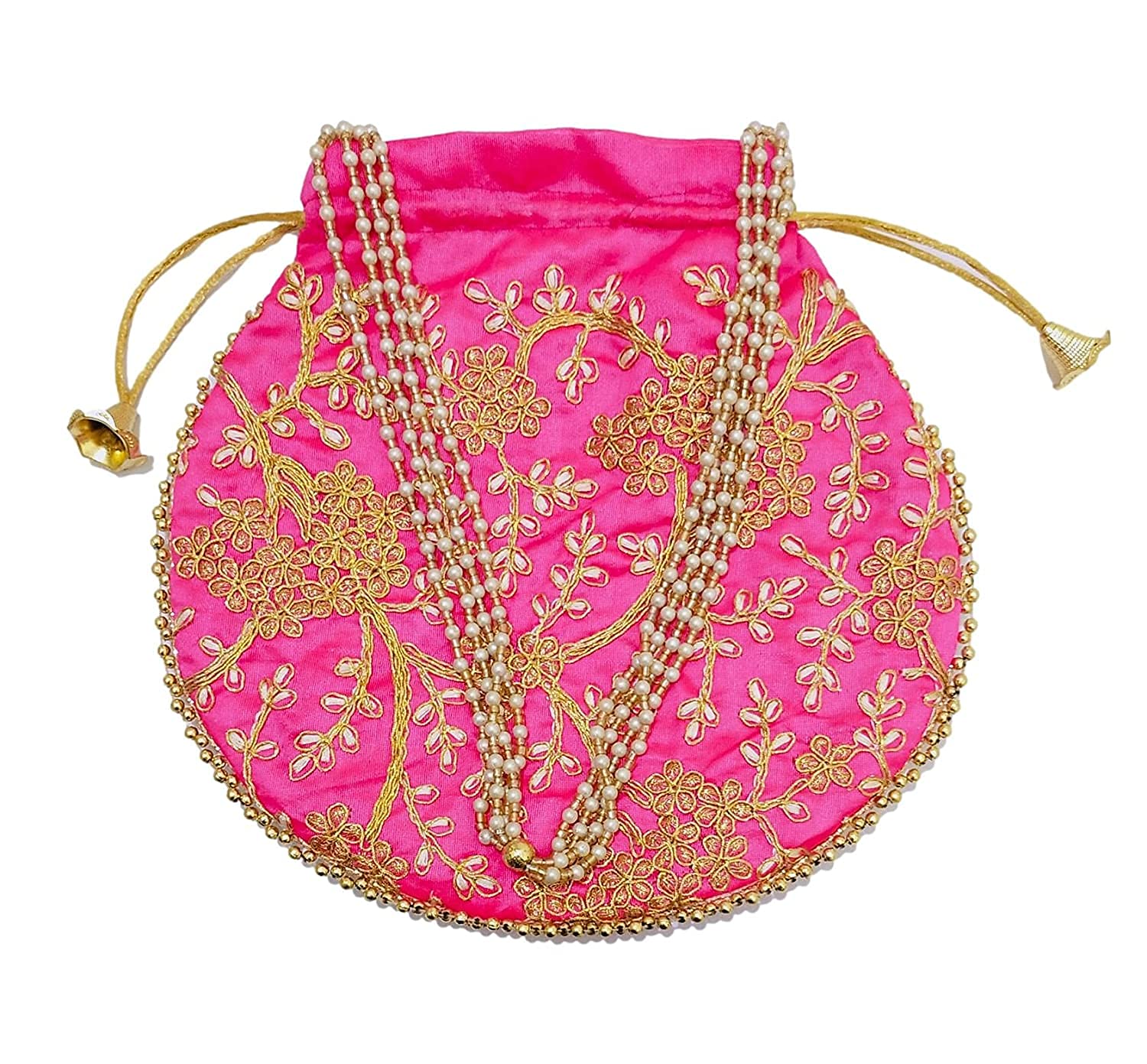 Stylish Athizay Potli Bags (Pack of 2) - Baby Pink & Rani Matka Designer Handbags for Women & Girls | Perfect for Weddings, Parties & Return Gifts | Elegant Clutch for Special Occasions