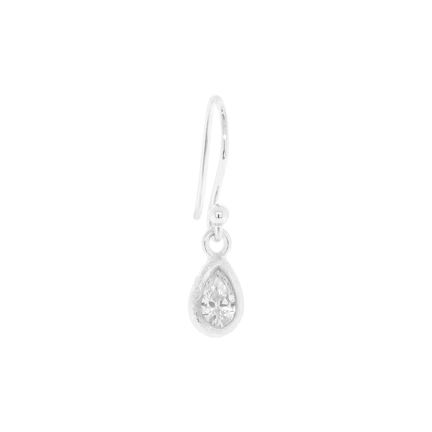 Boulder Bezel Pear Diamond Drop Earrings - Elegant Dangling Jewelry for Women | Perfect for Weddings, Parties & Special Occasions
