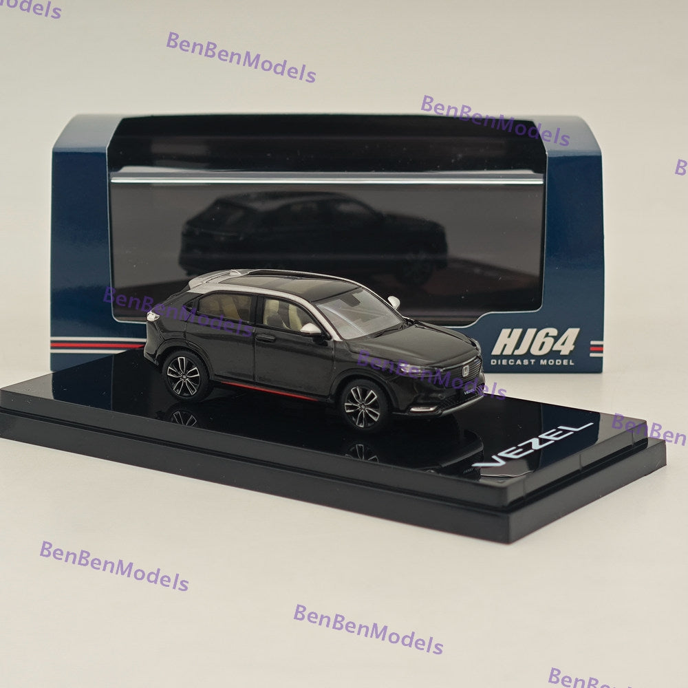 1/64 Scale Hobby Japan VEZEL e:HEV PLaY Crystal Black Pearl Diecast Car Model HJ642071BK - Perfect for Collectors, Display & Racing Scenes
