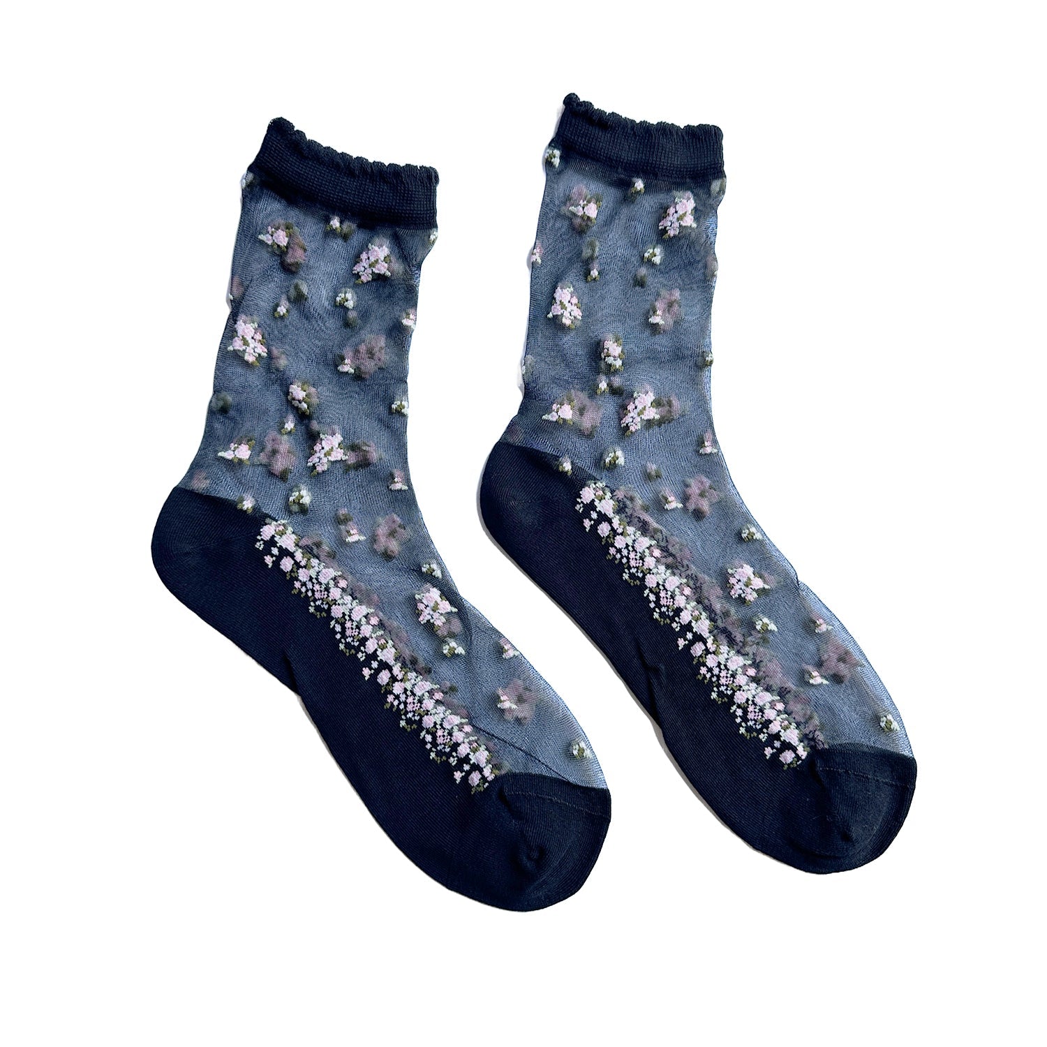 FLOOF Black Floral Mesh Socks for Women - Stylish & Breathable Ankle Socks for Casual Wear, Workout, and Everyday Fashion