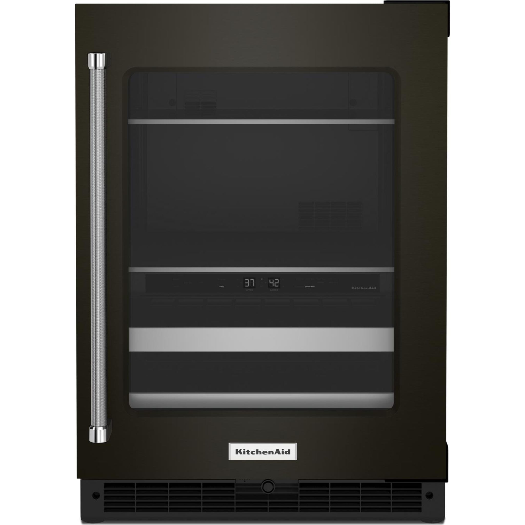 KitchenAid KUBR314KBS 24-Inch Built-In Beverage Cooler - Black Stainless Steel Refrigerator for Wine, Beer & Soda - Perfect for Home Bar, Basement or Outdoor Kitchen