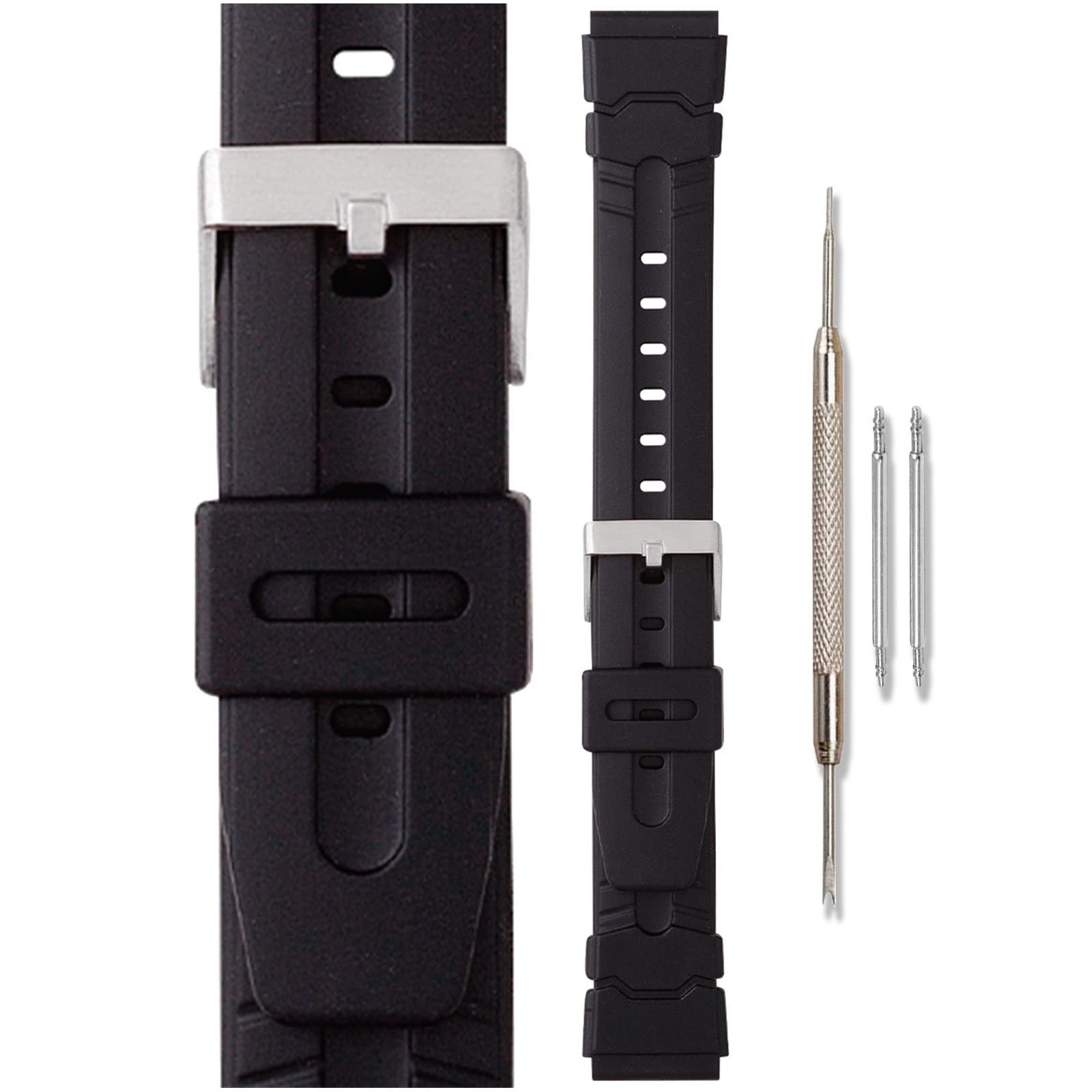 Bora Rubber Watch Band with Stainless Steel Buckle - Durable & Comfortable Replacement Strap for Smartwatches & Sports Watches - Perfect for Swimming, Running & Outdoor Activities