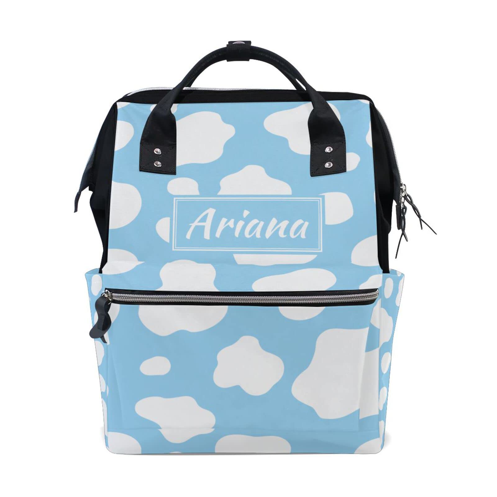 **Custom Cow Print Diaper Backpack - Large Capacity Nursing Bag for Moms & Dads, Personalized Baby Travel Backpack for Boys & Girls - Perfect for Daycare, Travel & Outings**