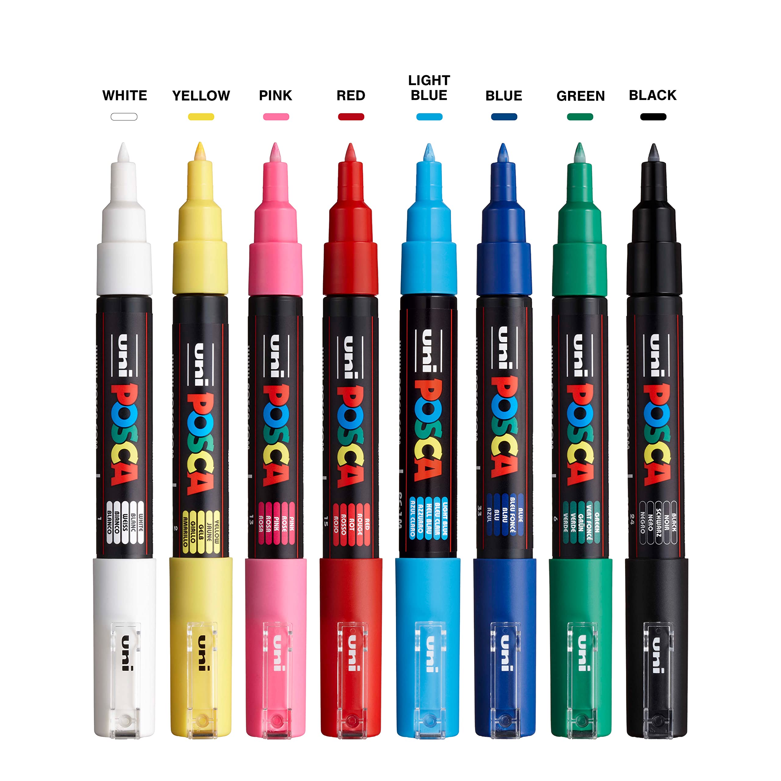 8-Pack Posca Markers 1M - Premium Art & Fabric Paint Pens for Artists, Students, Rock Painting & DIY Crafts | Vibrant Water-Based Markers for Canvas, Wood, Fabric & More