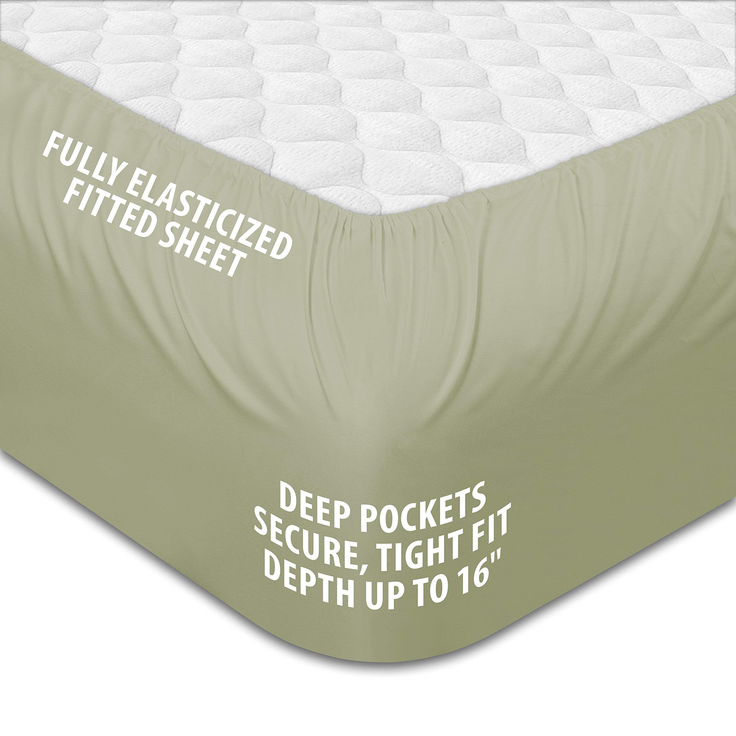 Eco-Friendly 1000 Series 4-Piece Long Staple Cotton Bed Sheet Set (Flat Sheet + 15