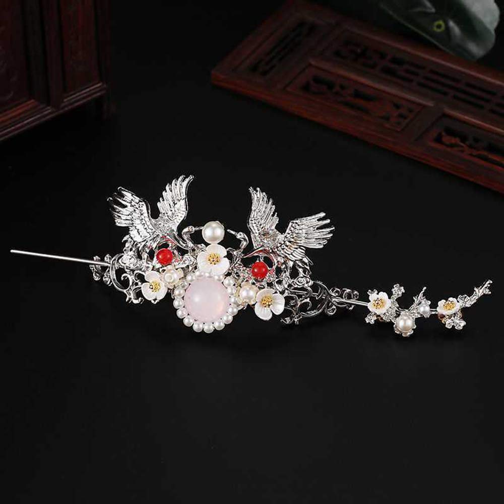 Vintage Antique Style Hair Stick - Handmade Floral Hair Coronet Pin for Women | Hanfu Hair Accessories | Silver Hairpins for Weddings, Cosplay & Traditional Events