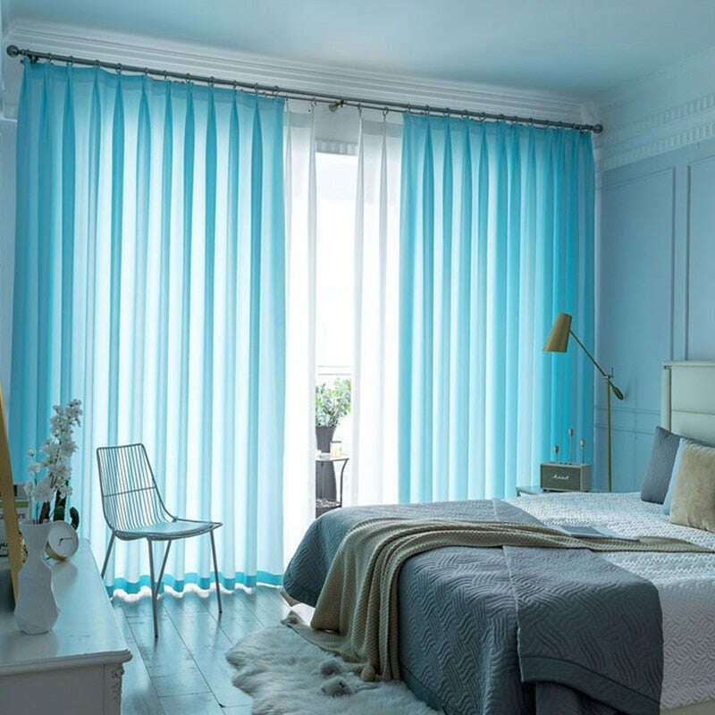 Jason Plain Velvet Sheer Curtains Light Blue - Soft Luxury Window Drapes for Living Room & Bedroom - Light Filtering & Privacy
