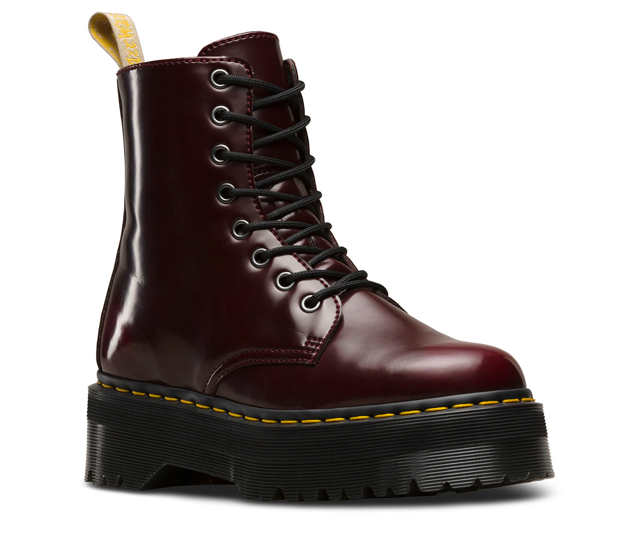 Dr. Martens Vegan Jadon II Cherry Red Leather Boots - Stylish & Comfortable for Everyday Wear, Work & Casual Outfits
