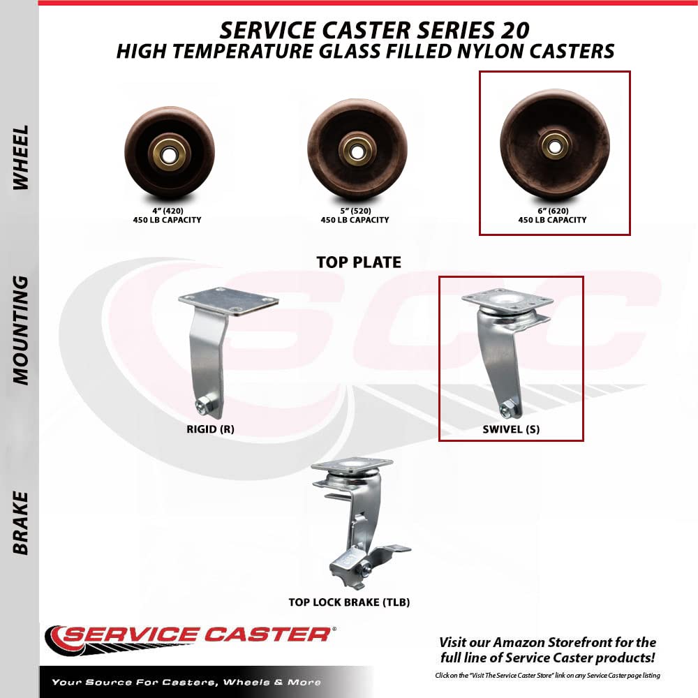 Heavy Duty Swivel Top Plate Caster Set - 6