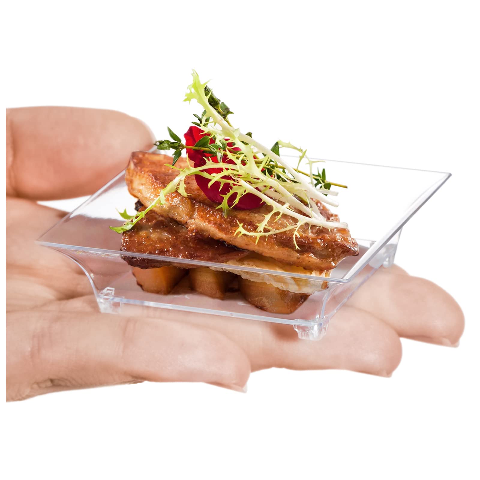 Kingrol 150-Pack Disposable Plastic Dessert Plates - Small Square Appetizer Plates for Parties, Catering & Events - Perfect for Desserts, Appetizers, Sauces & Food Tastings