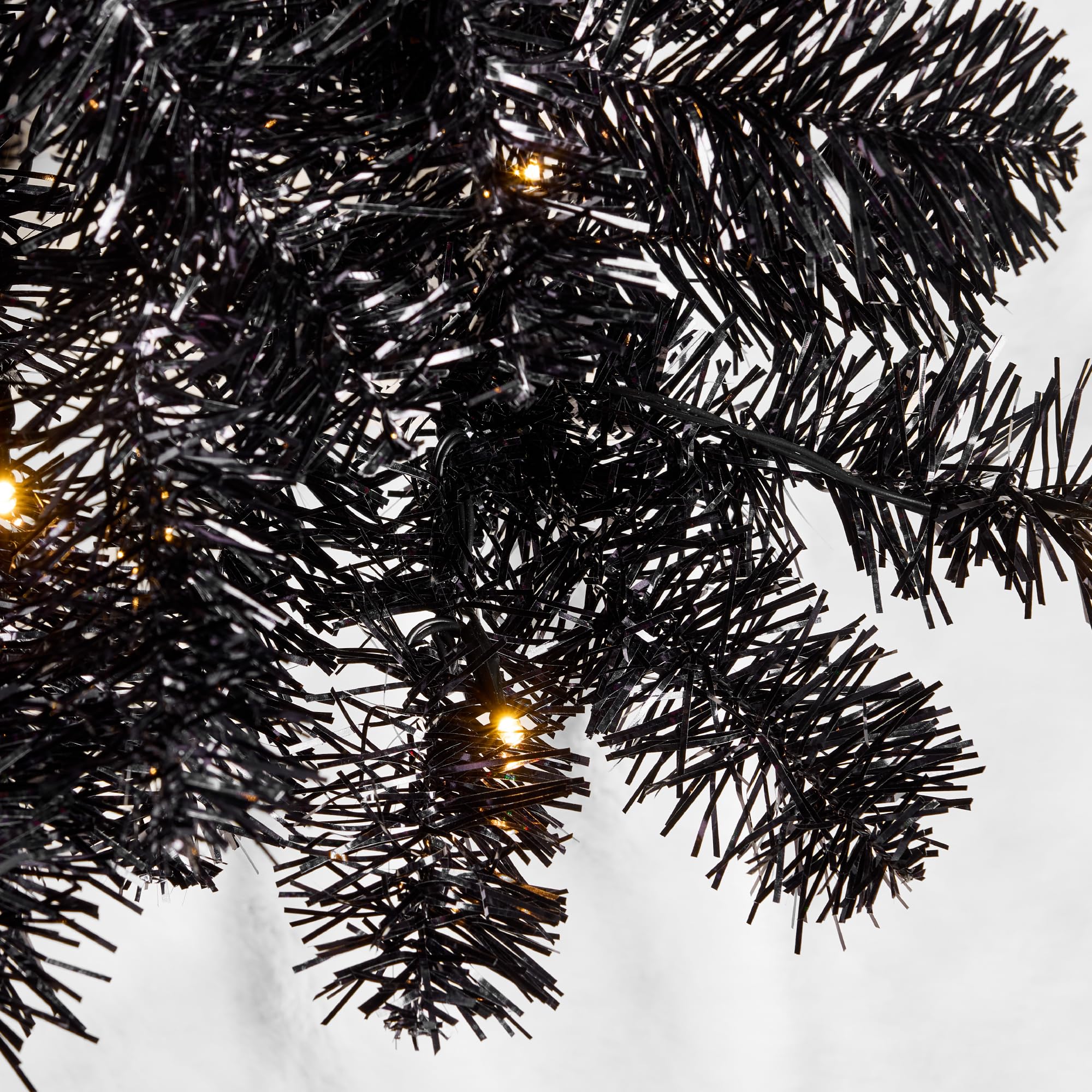 Best Choice Products 4ft Pre-lit Artificial Christmas Tree with Twinkling LED Lights - Black Tinsel Mini Tree for Kids, Apartments, Bedroom Decor | Perfect for Holiday Home, Office & Small Space Decorations