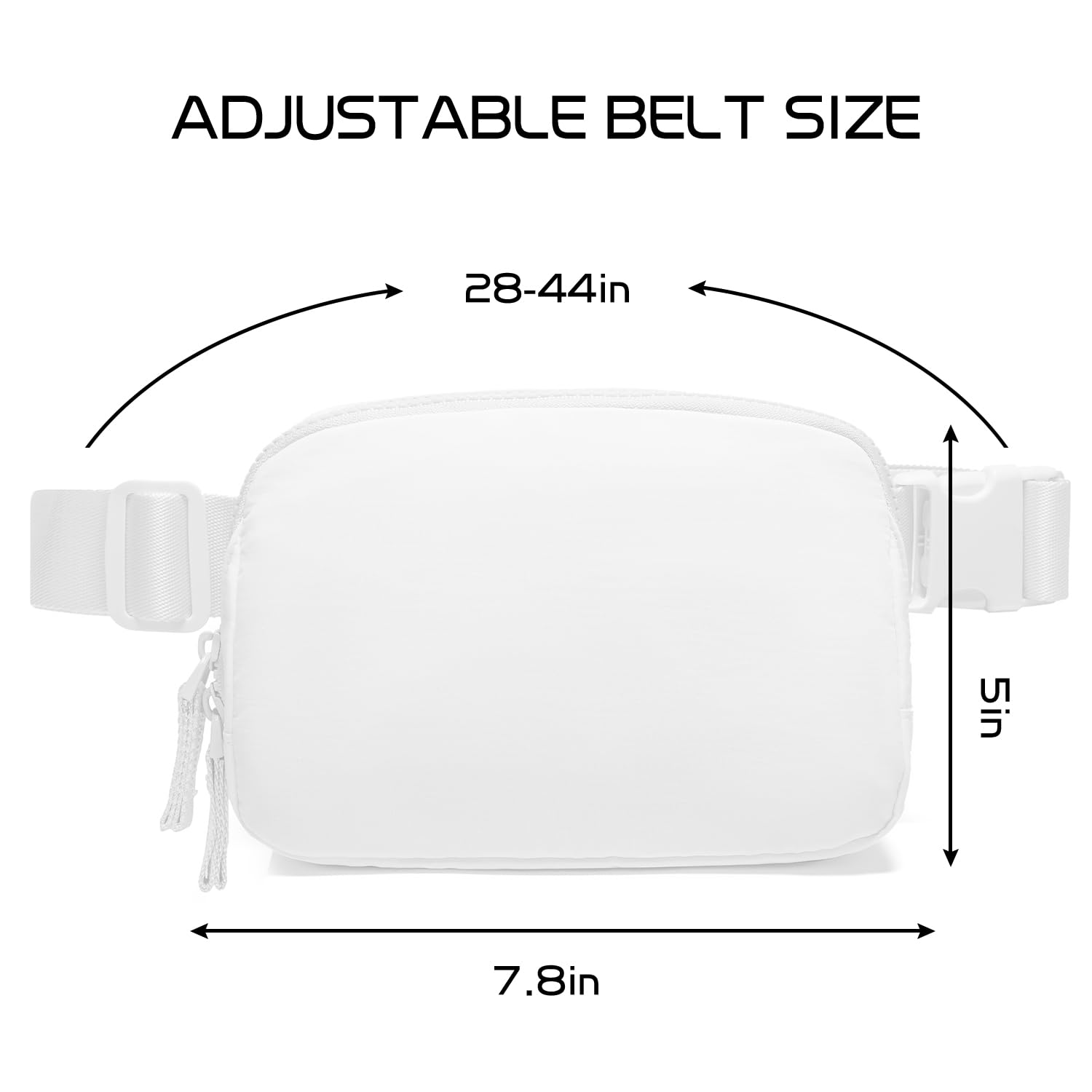 Women's Crossbody Fanny Pack with Two-Way Zipper - Adjustable Waist Belt Bag for Everyday Use - Fashionable Unisex Gift for Teens, Women & Men (White) - Perfect for Travel, Shopping, Concerts & Outdoor Activities