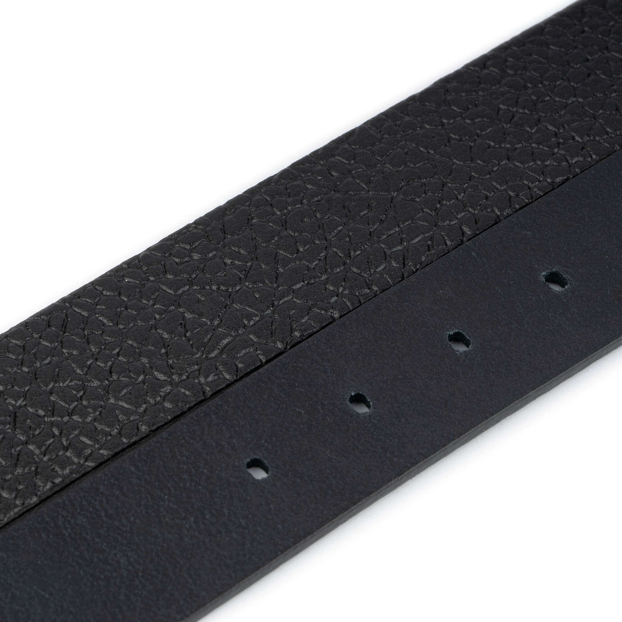 Premium Black Pebble Calf Leather Men's Belt Strap - Replacement for Cartier Buckle | Durable & Stylish Accessory for Business, Casual & Formal Wear