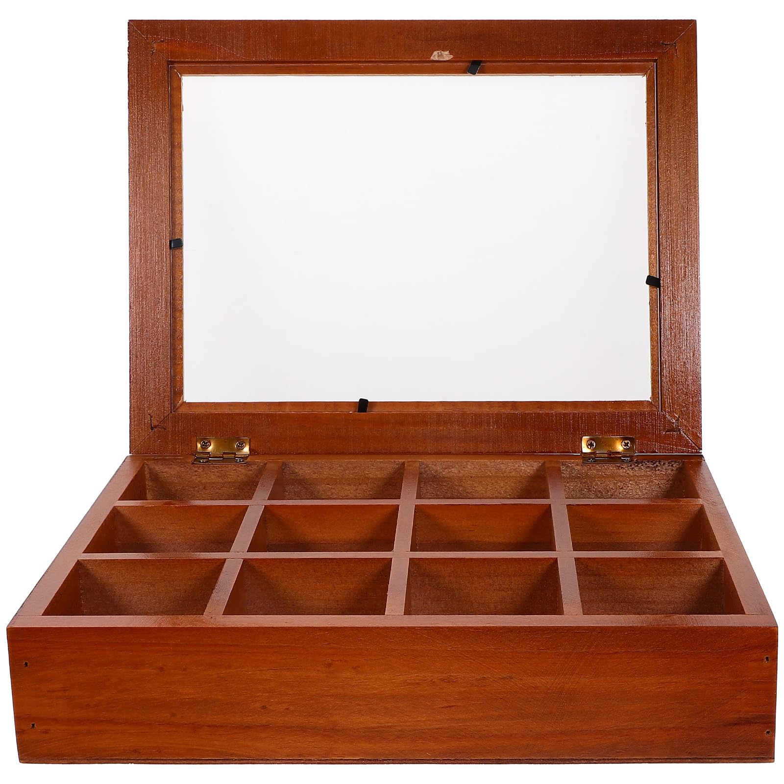 Premium Wooden Tea Box Organizer with Acrylic Window Lid - 12 Compartment Tea Bag Storage Chest for Coffee, Sugar, Sweeteners & Creamer (10.24 x 7.68 x 2.36 Inches) - Perfect for Kitchen Countertop, Pantry Organization & Gift Giving