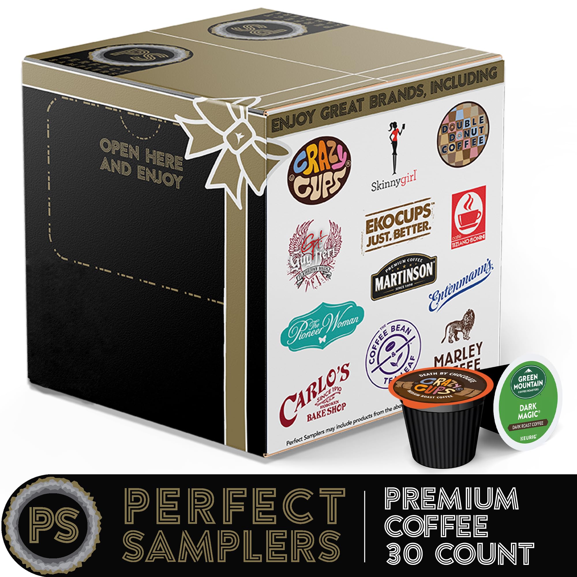 Crazy Cups Variety Pack Sampler - 30 Assorted Single Serve Coffee Pods | Premium Flavored Coffee for Keurig Brewers | Perfect for Office, Home & Gifting