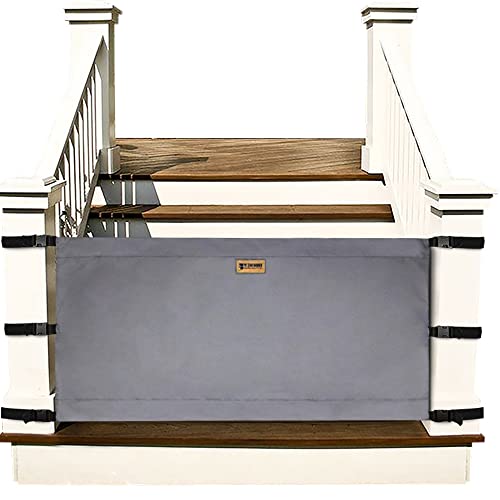 No-Drill Baby & Pet Safety Gate for Stairs - Adjustable Fabric Barrier for Banister to Banister - Child & Dog Proof Stair Gate for Home Safety - Perfect for Hallways, Doorways & Staircases