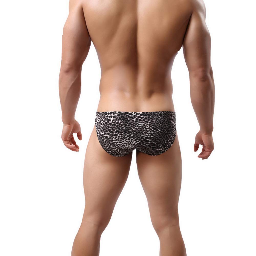 Swbreety Men's Leopard Print Bikini Briefs with Bulge Pouch - Soft Comfort Underwear for Daily Wear, Gym & Beach - Sexy Animal Print Boxer Briefs for Men