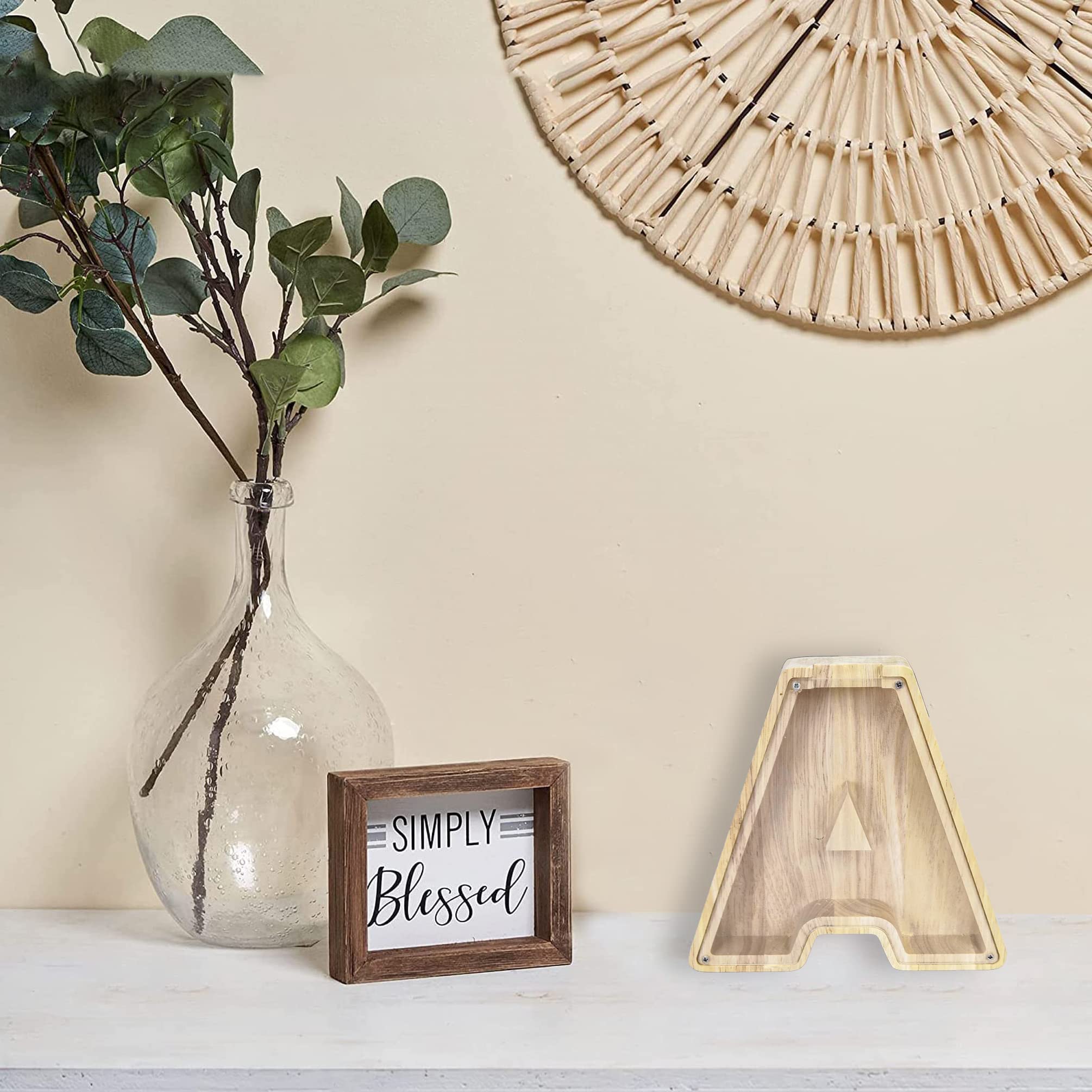 FixtureDisplays® Personalized Wooden Kids Letter Piggy Bank - Custom 7